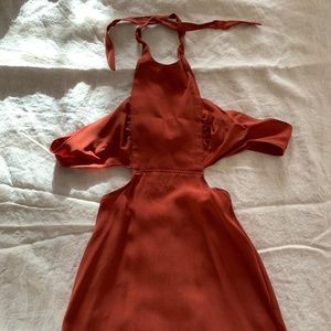 Rust Reformation Side Cut Out Halter Dress